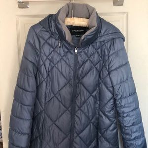 Marc New York Blue Zip Up Hooded Long Puffer